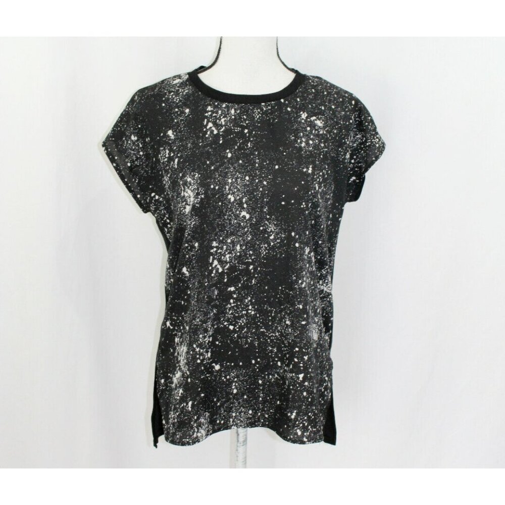 NWT DKNY $59 Womens Black and White Splatter Sleeveless Blouse Top XS